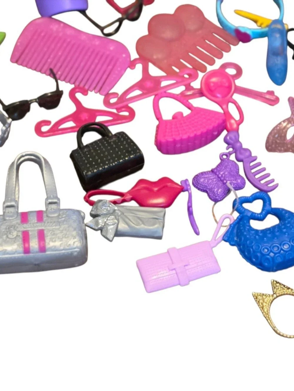 Mixed Doll Accessories Lot Barbie Our Generation Lori Miniature Purses Hats Glas